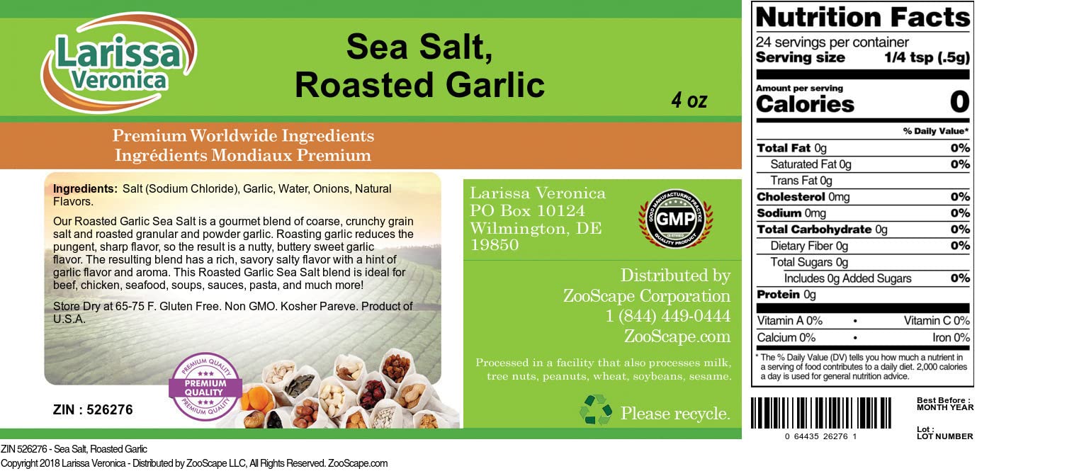 Sea Salt, Roasted Garlic (4 oz, ZIN: 526276) - 2 Pack