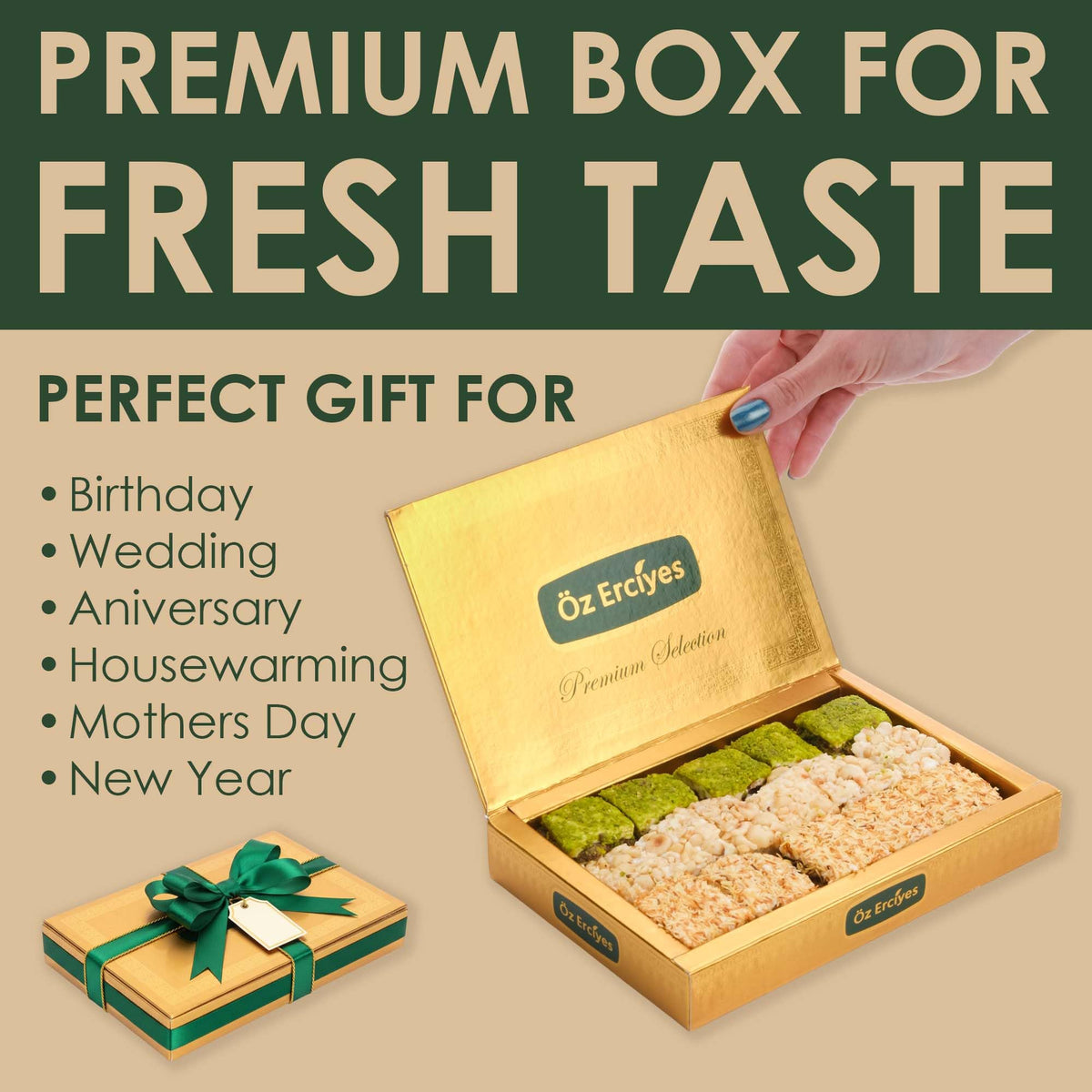 Baklava Style Turkish Delight - Chocolate, Hazelnut Cream & Pistachio Candy, Gourmet Turkish Sweets Box, Lokum Dessert, Dulces Turcos, 17.6 oz (500g)