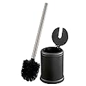 Bath Bliss Toilet Brush and Holder | Self Closing Lid | 360 Degree Brush Head | Bathroom Cleaning | Compact Size | Storage and Organization | Matte