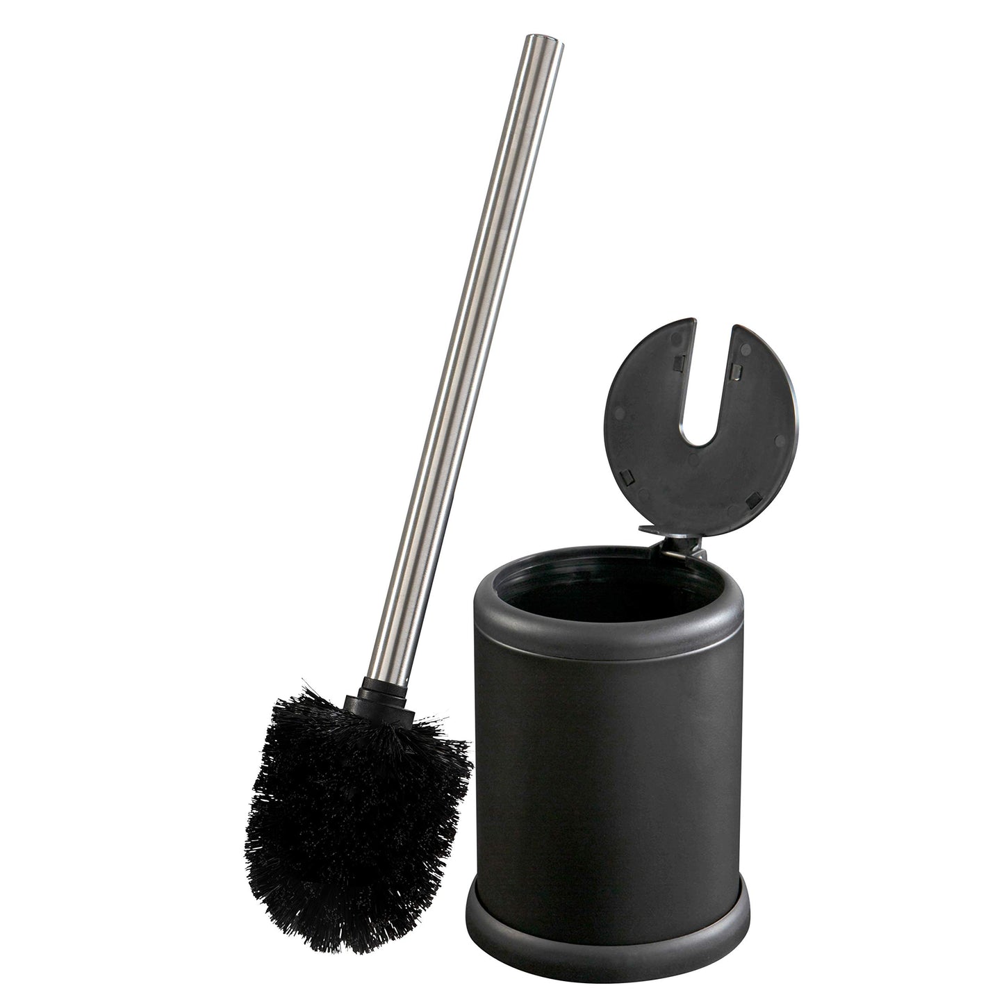 Bath Bliss Toilet Brush and Holder | Self Closing Lid | 360 Degree Brush Head | Bathroom Cleaning | Compact Size | Storage and Organization | Matte