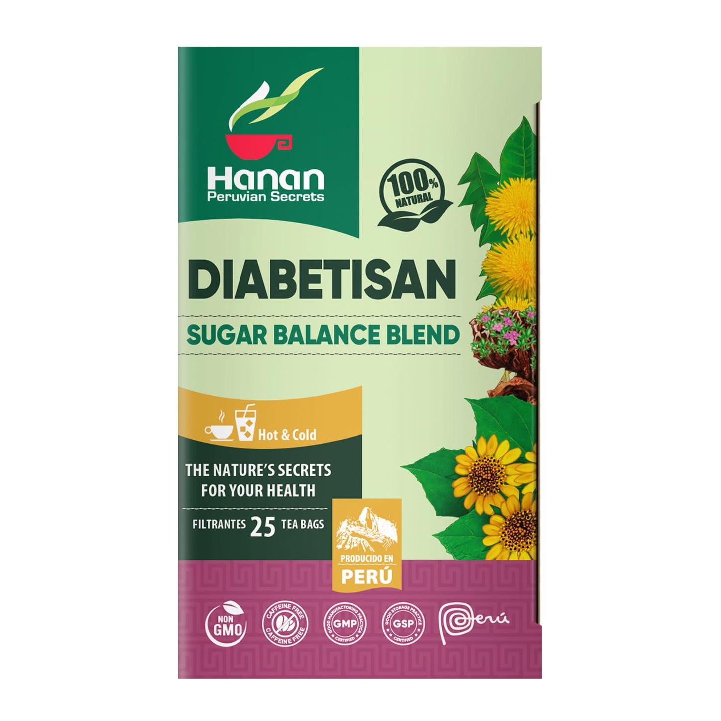 Hanan Peruvian Secrets Herbal Tea - 100% Natural Balance Tea Blend 25 Teabags Traditionally used for Supporting overall health