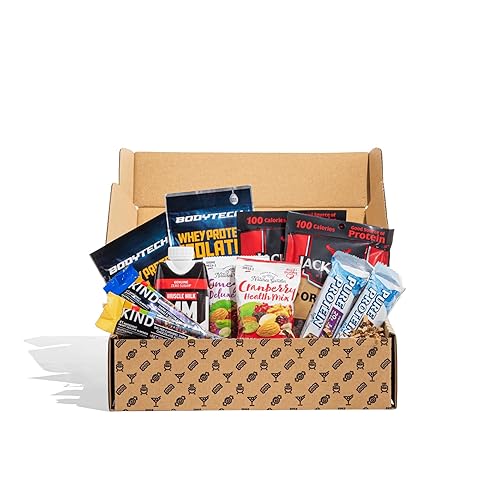 BroBox High Protein Snack Gift Box - Variety Pack with 2 Jack Link’s Beef Jerky, 2 Pure Protein Bars, 2 KIND Fruit & Nut Bars, 2 BE KIND Bars, 2 Whey
