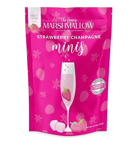The Fancy Marshmallow Co. Bite-Sized Gourmet Marshmallows 3.5 oz resealable pouch (Strawberry Champagne)