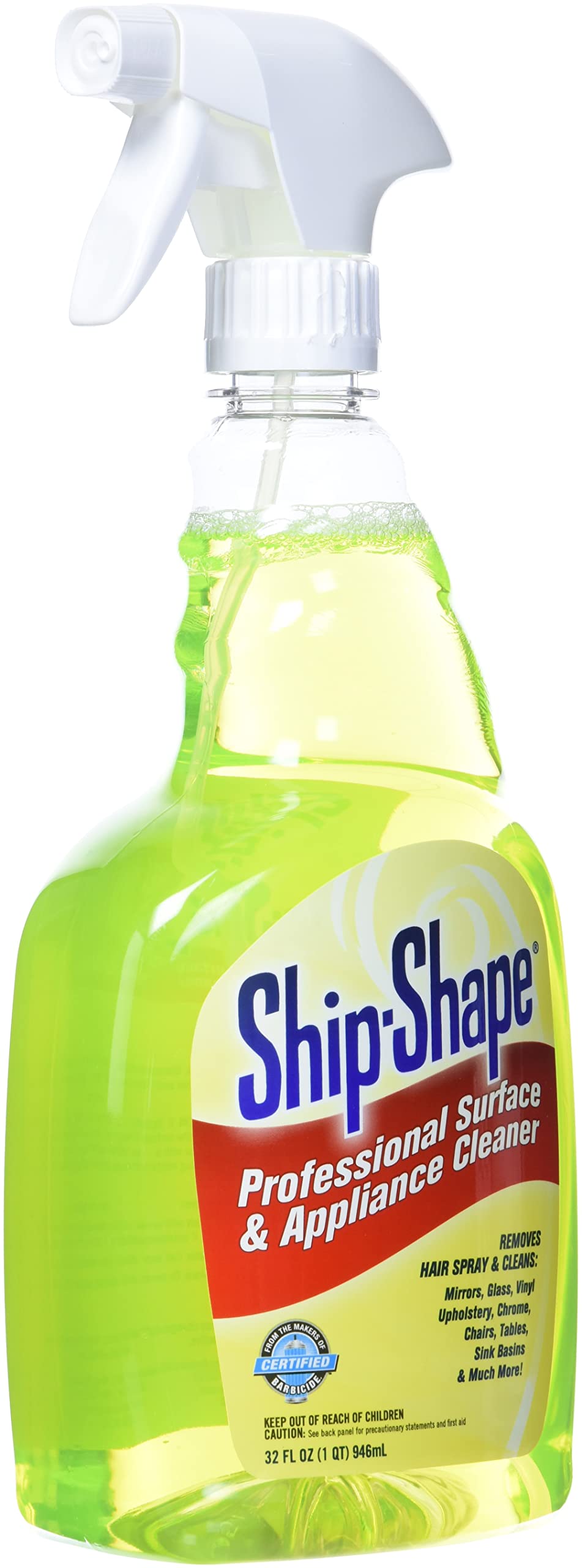 Ship-Shape Barbicide Professional Surface & Appliance Cleaner - Removes Hairspray Residue from Flat Irons, Mirrors & Salon Furniture - Streak-Free