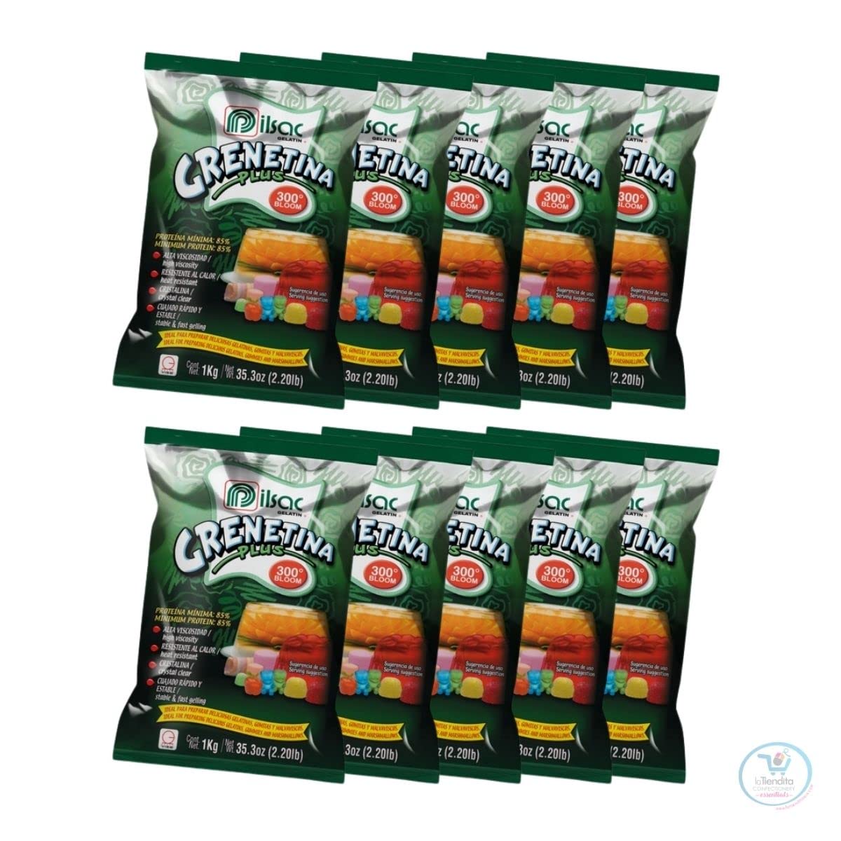 10 pack PILSAC Unflavored Beef Gelatin Powder 300° Bloom box - 10 bags of 2.2 lb - Professional grade gelatin powder