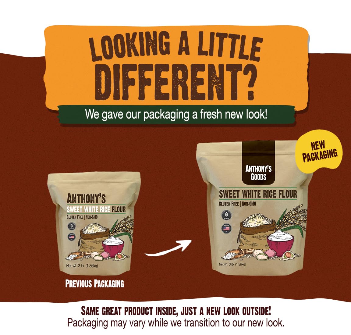 Anthony's Sweet White Rice Flour, 3 lb, Glutinous Rice Flour, Gluten Free, Non GMO, Product of the USA