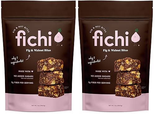 Fichi Fig and Nut Bites, a Wholesome and Delicious Gluten-Free Italian Fruit and Nut Snack (Two Pack, Fig and Walnut)