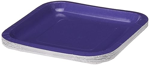 Creative Converting Touch of Color 18 Count Square Paper Lunch Plates, Purple (453268)