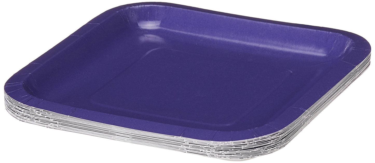 Creative Converting Touch of Color 18 Count Square Paper Lunch Plates, Purple (453268)