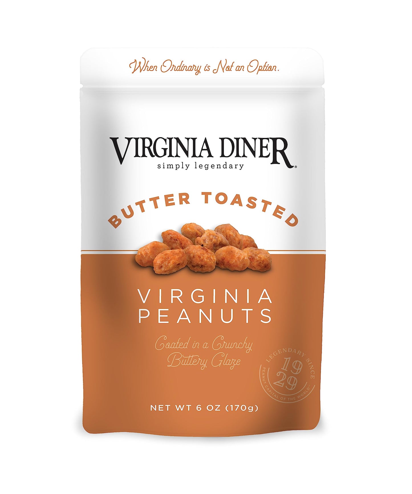 Virginia Diner XL Butter Toasted Virginia Peanuts - 8 Pack VA Peanuts Sweet and Crunchy Toffee Resealable Non-GMO, Preservative Free from Virginia