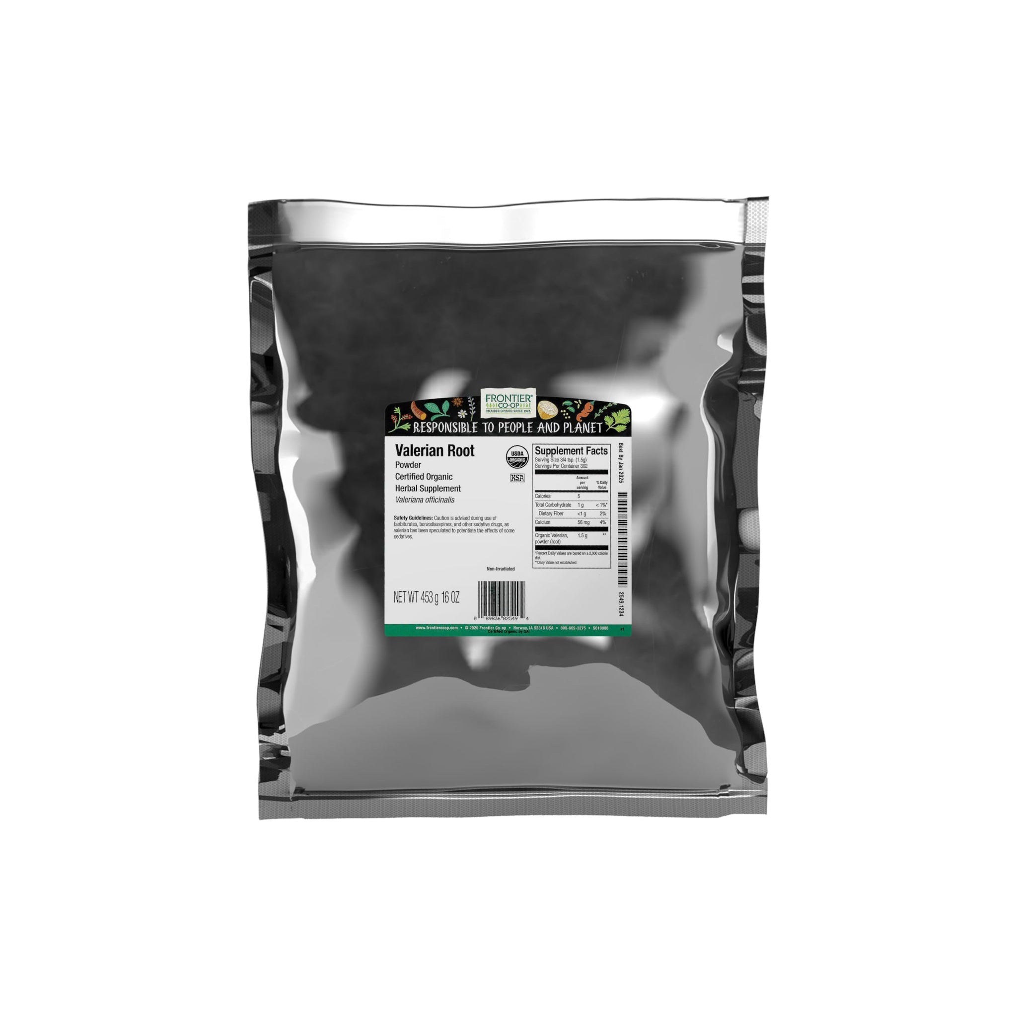 Frontier Organic Valerian Root, 1-Pound, Certified Organic, Kosher, Cut & Sifted, Bedtime Formulas and Sleep Pillows, Kosher