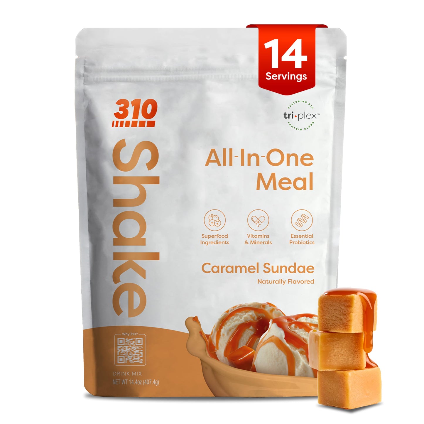 310 Nutrition All-In-One Meal Replacement Shake Powder - Plant-Based Protein Smoothie Blend w/High Fiber, Probiotics & Adaptogens - Low Carb, Vegan