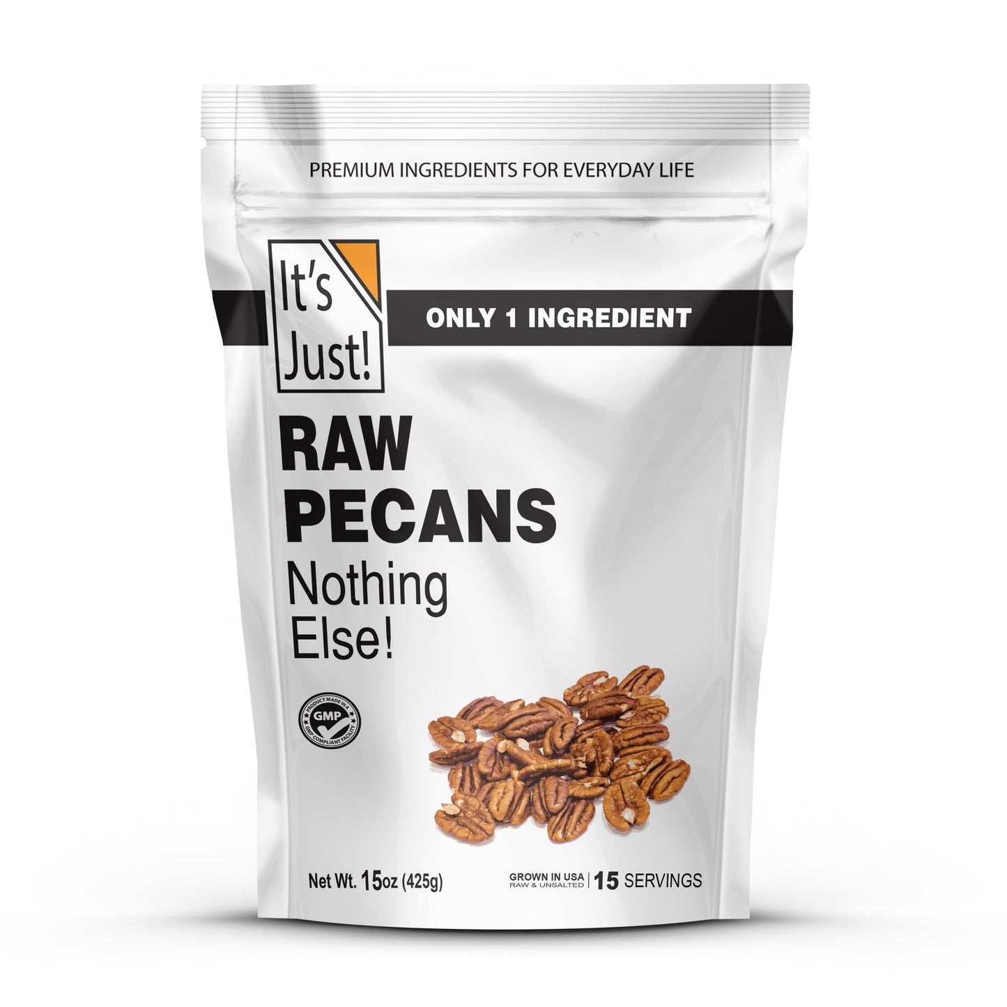 It's Just - Raw Pecans Halves, Unsalted, Jumbo XL, Ready to Eat or Roast, Fancy Premium Nuts, Product of USA (15 Ounce (Pack of 1))