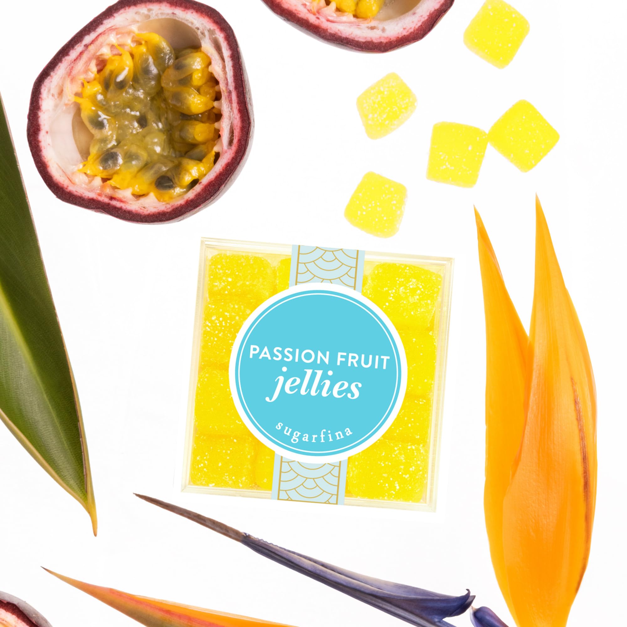 Sugarfina Passion Fruit Jellies Small Candy Cube, Gummies, 3.1 oz, 4 Count