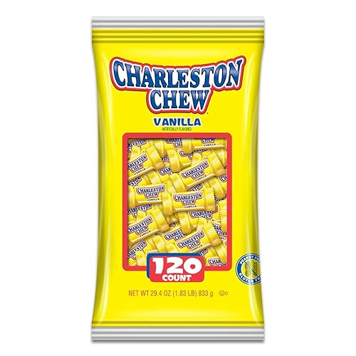 Charleston Chew Chocolate Coated Chewy Nougat Bars - Peanut Free, Gluten Free - Individually Wrapped Old Fashioned Chocolate Candy - Vanilla, .25 Oz