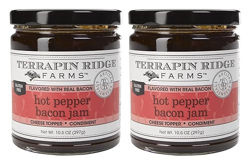 Terrapin Ridge Farms Hot Pepper Bacon Jam - Sweet & Spicy Spread with Real Bacon & Jalapeño - Gourmet Condiment for Cheese, Meats, and Appetizers