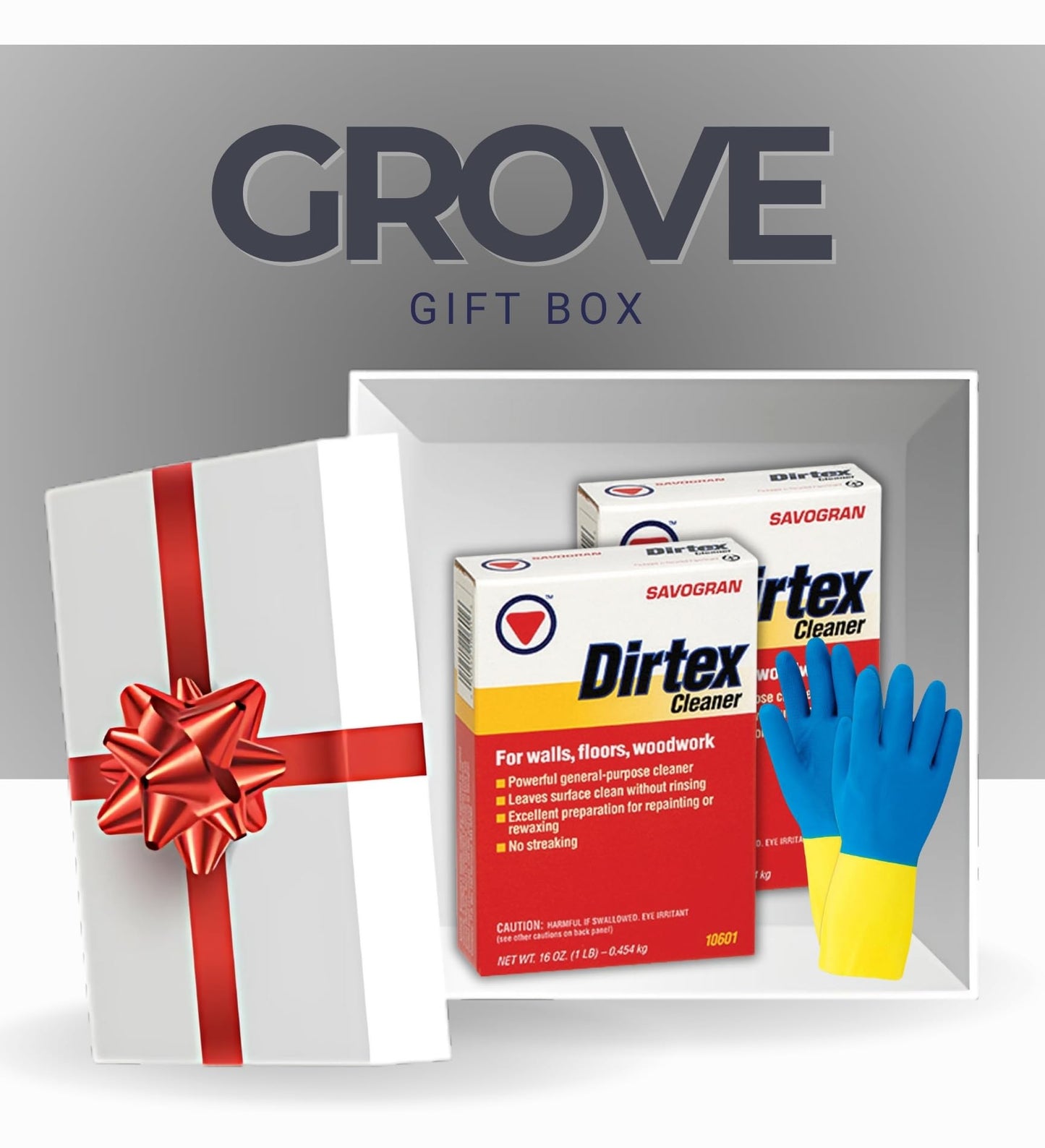 Savogran Dirtex All Purpose Cleaner Powder 16 oz Bundle with Pair of Gloves - Multi-Surface Wall Cleaner for Painted Walls and Woodwork - No Rinsing