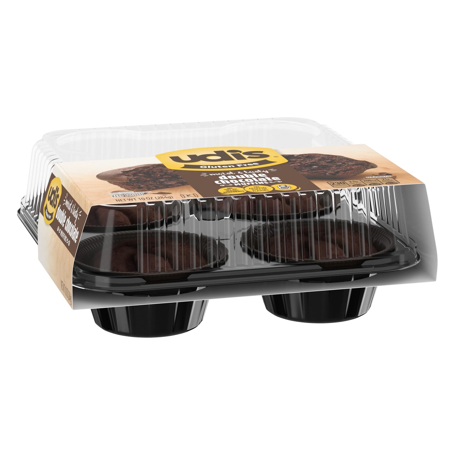 Udi's Gluten Free Double Chocolate Muffins, Frozen, 10 oz 4 ct, 10 oz (frozen)