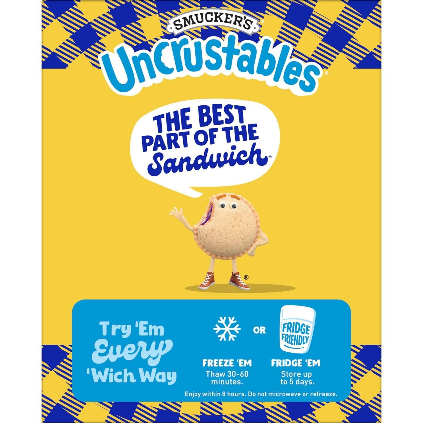 Smucker's Uncrustables Peanut Butter & Blueberry Frozen Sandwiches, Individually Wrapped, 90 Count
