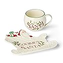 Lenox Serveware, Holiday Cookies & Milk for Santa 2-Piece Set, Service for 1, 11 Oz Cup, Porcelain, Dishwasher Safe, Christmas Cookie Plate & Coffee