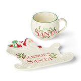 Lenox Serveware, Holiday Cookies & Milk for Santa 2-Piece Set, Service for 1, 11 Oz Cup, Porcelain, Dishwasher Safe, Christmas Cookie Plate & Coffee