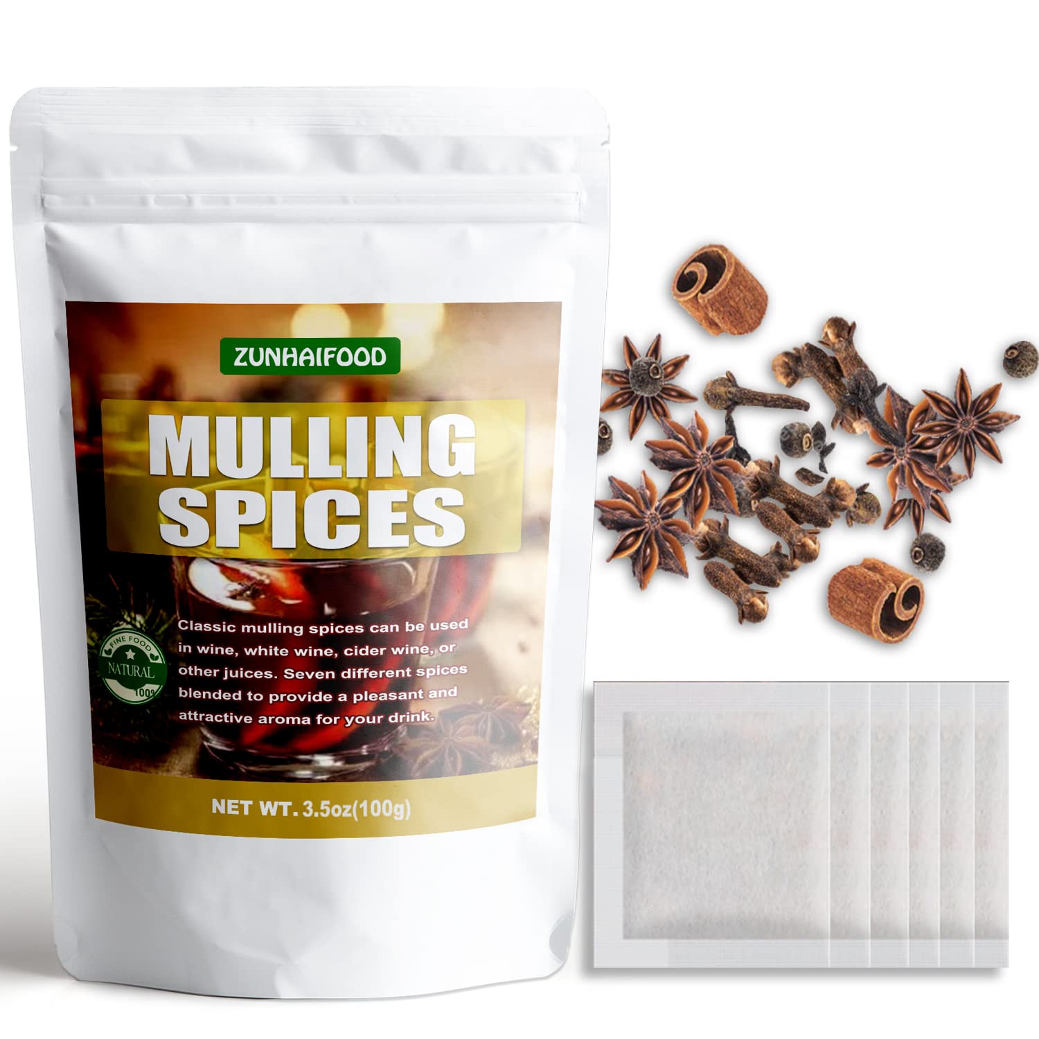 Mulling Spices in Tea Bags, 50 Count - Apple Cider, Wine, Tea, Mulled Wine