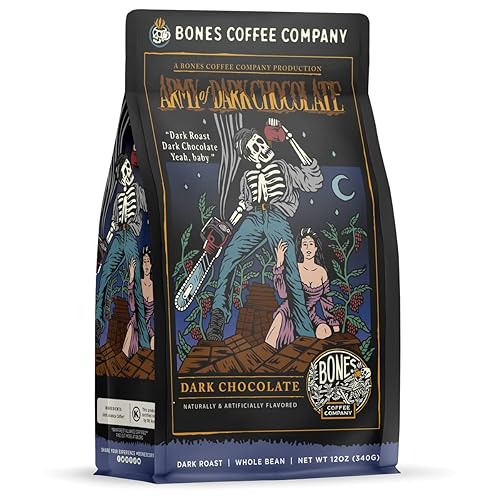 Bones Coffee Company Army of the Dark Chocolate Flavored Coffee, Medium Roast Low Acid Arabica Beans Compatible with Auto drip and French Press Coffee