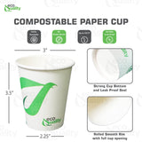 EcoQuality 8 oz Compostable Paper Cups - Biodegradable Disposable White Paper Coffee Cups PLA Lined - Eco-friendly Hot and Cold Drinking Cups