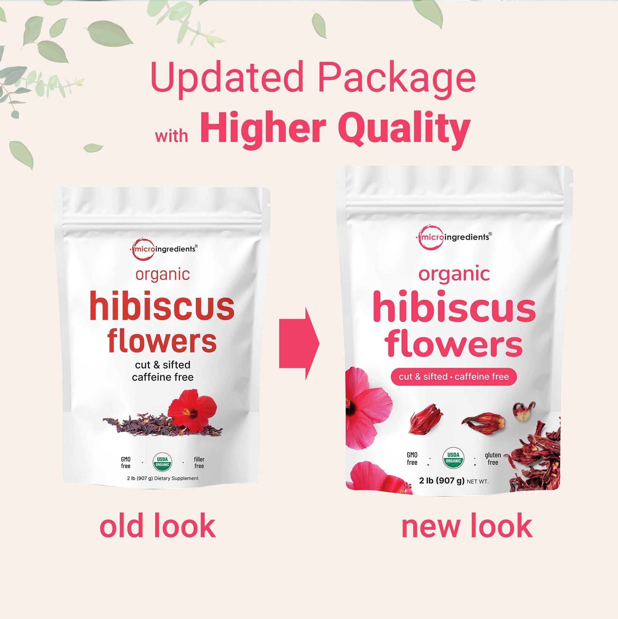 Organic Hibiscus Flowers, 2lbs (450+cups) | Flor de Jamaica, Loose Leaf Tea for Hibiscus Tea Bags | Cut & Sifted Dried Leaves | Caffeine Free