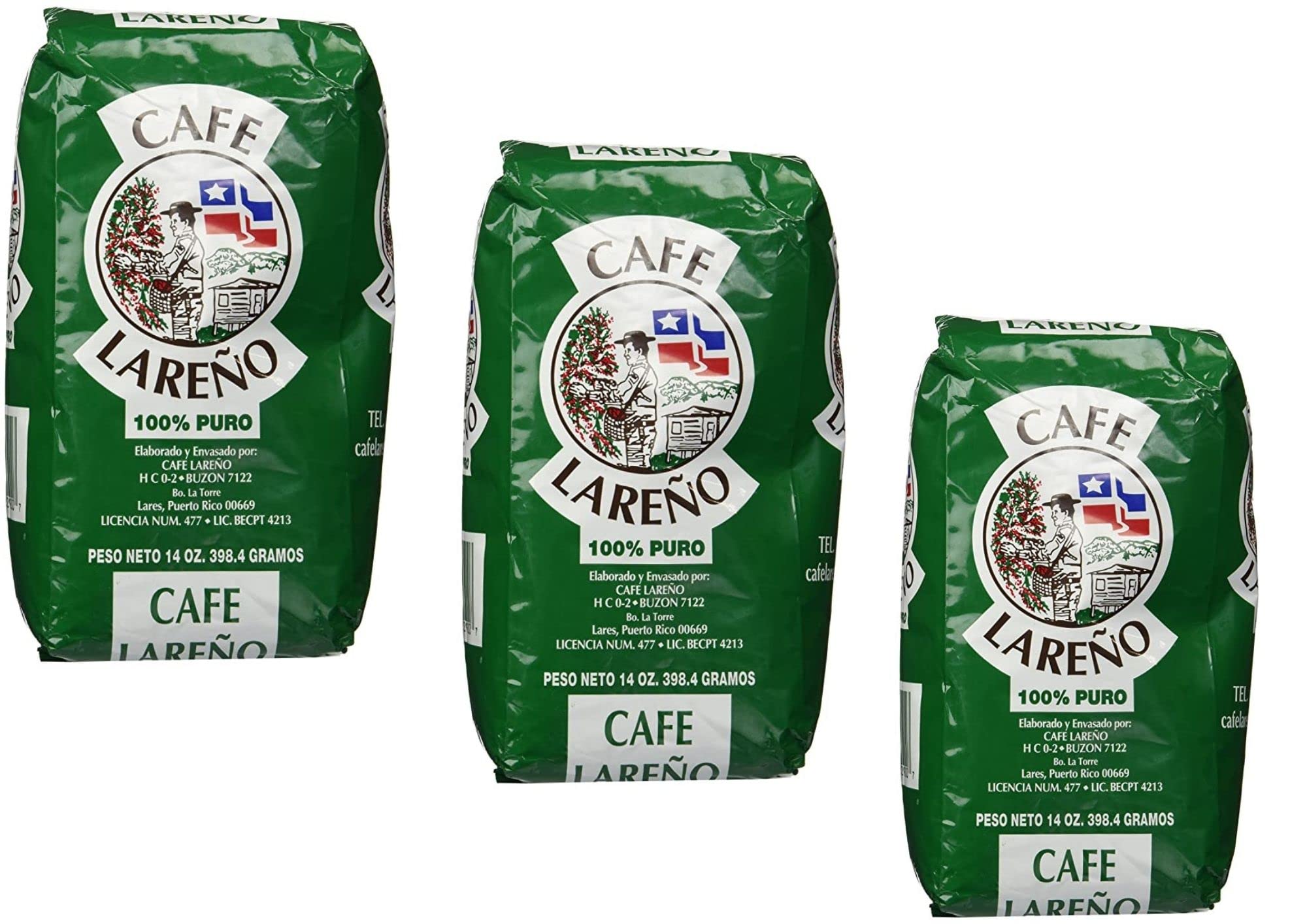Cafe Lareño Ground Coffee Puerto Rican Coffee 3 Bags of 14oz. Each