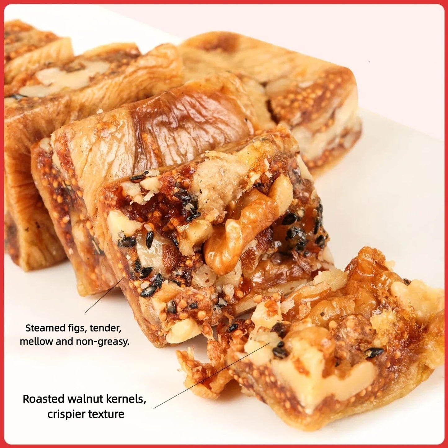 Fig and Walnut Bars, Fig Black Sesame Pie 158g, Fichi and Walnut Bites, Added Black Sesame Seeds, Nut Snack,Individually Packaged & Portable Dessert