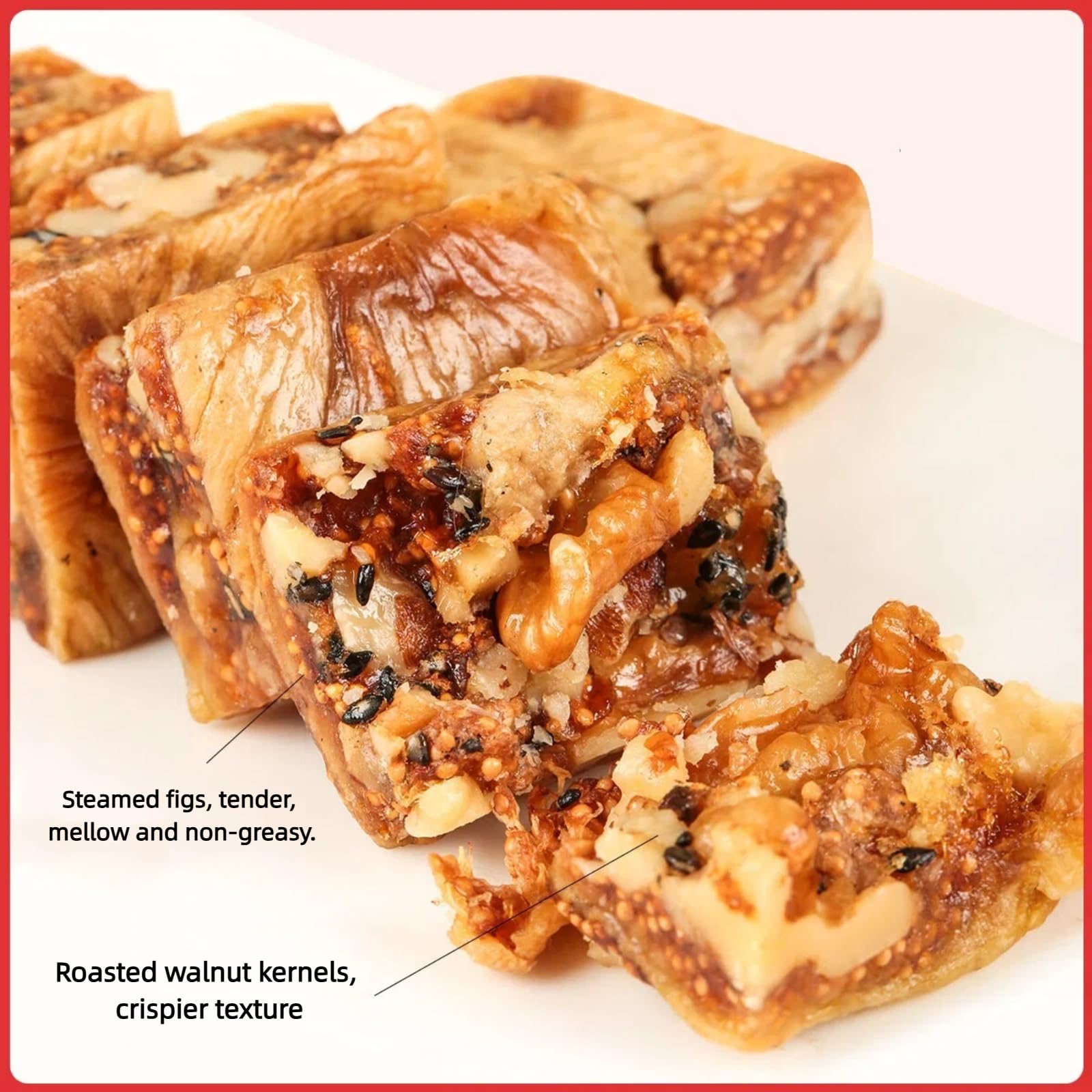 Fig and Walnut Bars, Fig Black Sesame Pie 158g, Fichi and Walnut Bites, Added Black Sesame Seeds, Nut Snack,Individually Packaged & Portable Dessert