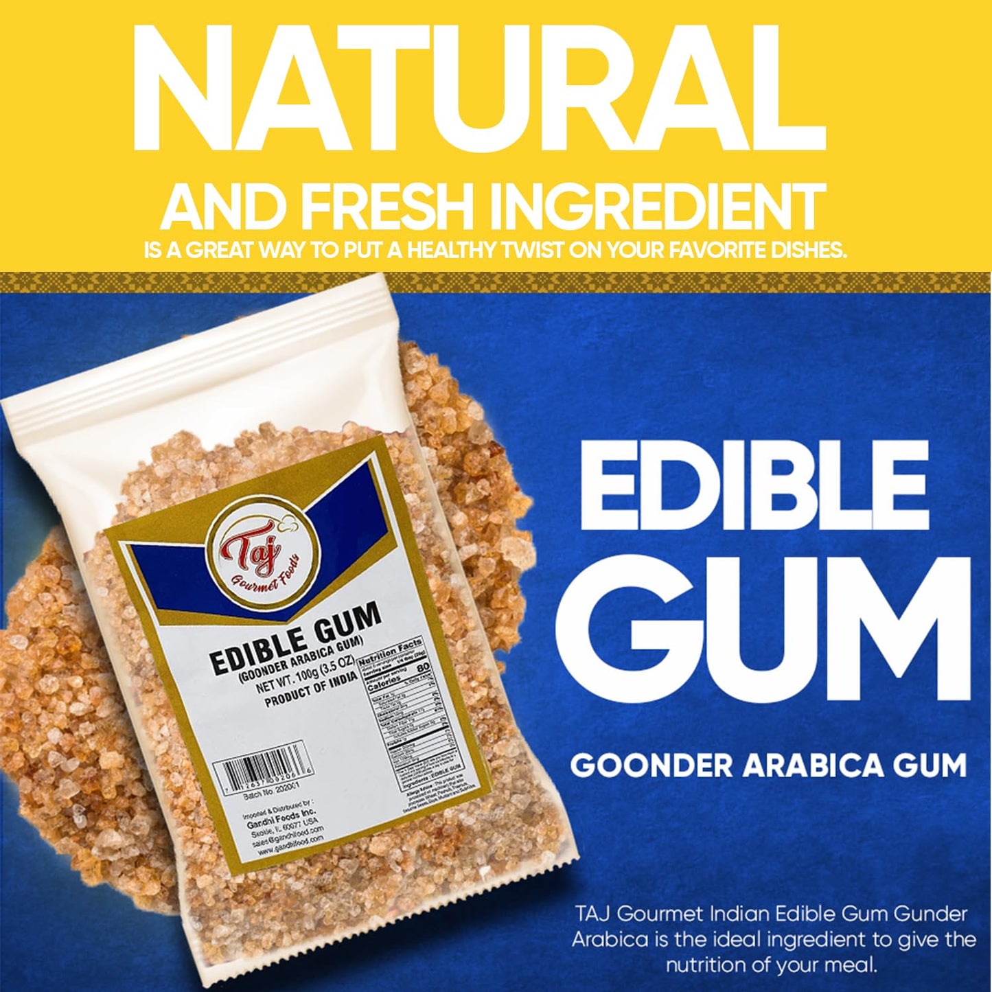 TAJ Edible Gum | 3.5oz (100g) Gunder Arabica (For cooking and personal care)
