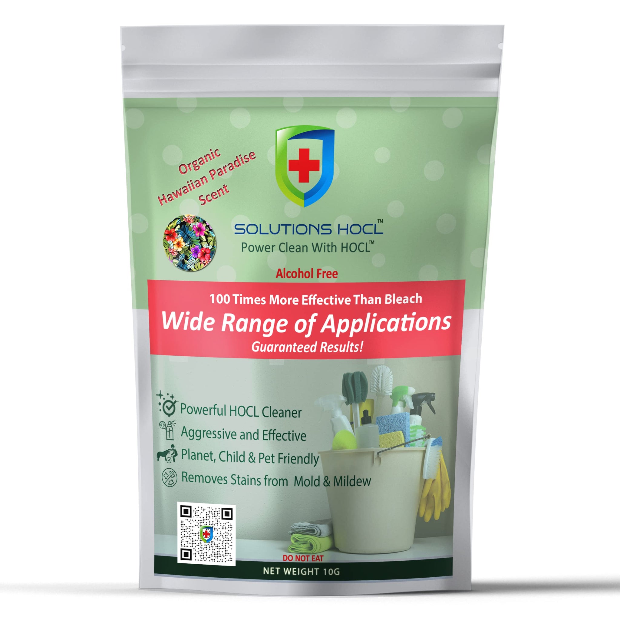 Solution HOCL Powder 10 one gram Individually Packaged Single use packets - (10 grams of total active ingredients) One Gram Packet Makes 1 Gallon (128