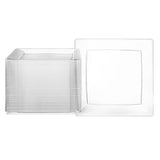 Oasis Creations Clear Square Plates Set 9" - 50 Count - Premium Hard Clear Plastic - Disposable and Reusable - Dinner - Salad - Party Plate Set