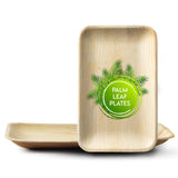 Concession Essentials Palm Leaf Rectangular Modern Plates (25 Count) - Disposable, Compostable & Biodegradable (9" x 6")