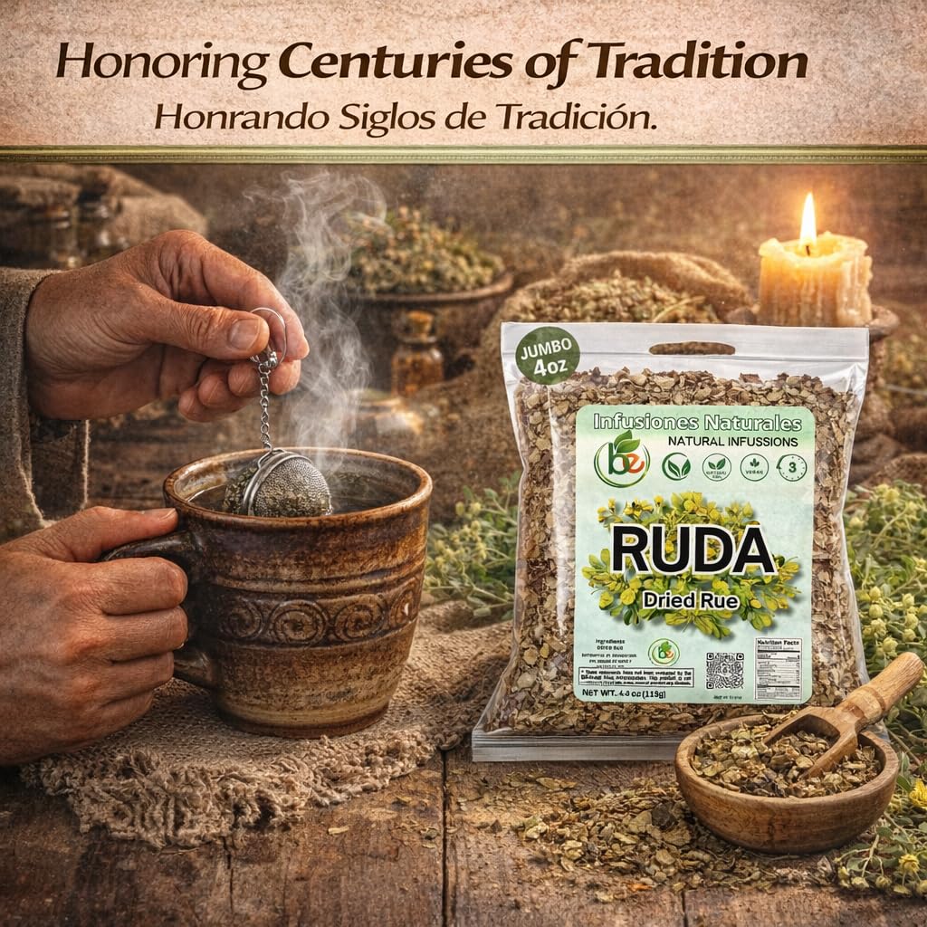 Ruda Seca Herbal Tea (4 oz) - 100% Natural Rue Dried Herbs (Ruta graveolens) - Traditional Botanical Infusion - Wildcrafted Loose Leaf