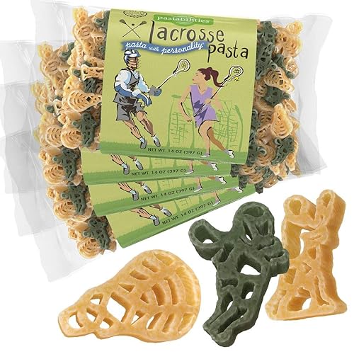 Pastabilities Fun Shaped Pasta for Kids - Lacrosse Pasta - Players and Equipment Sport Theme, Non-GMO Natural Wheat Pasta, All-Natural, Kosher