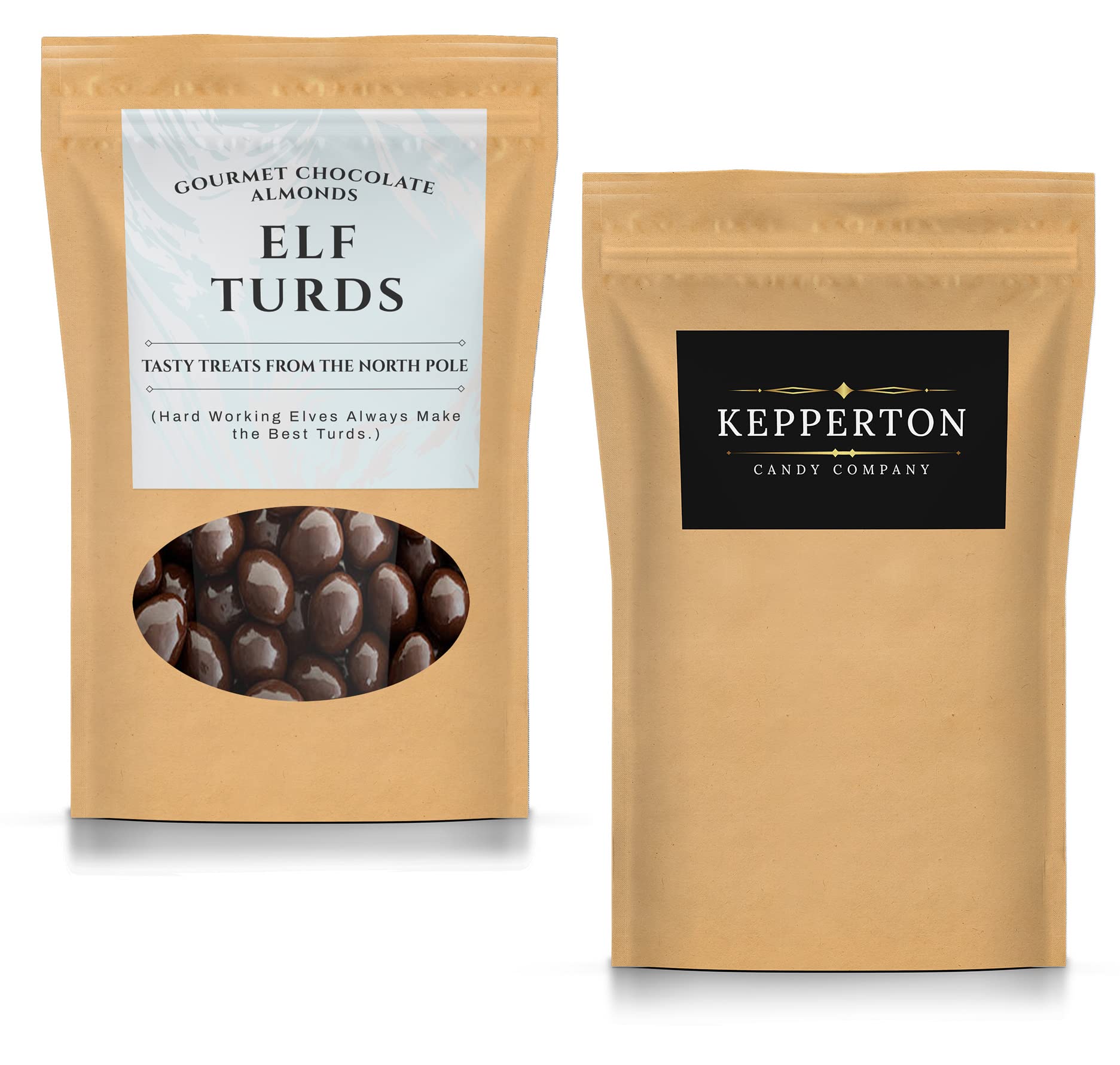 Elf Turds Dark Chocolate Almonds - Kepperton Gourmet Chocolate Almonds - Funny Holiday Candy Gifts for Teens Stocking Filler