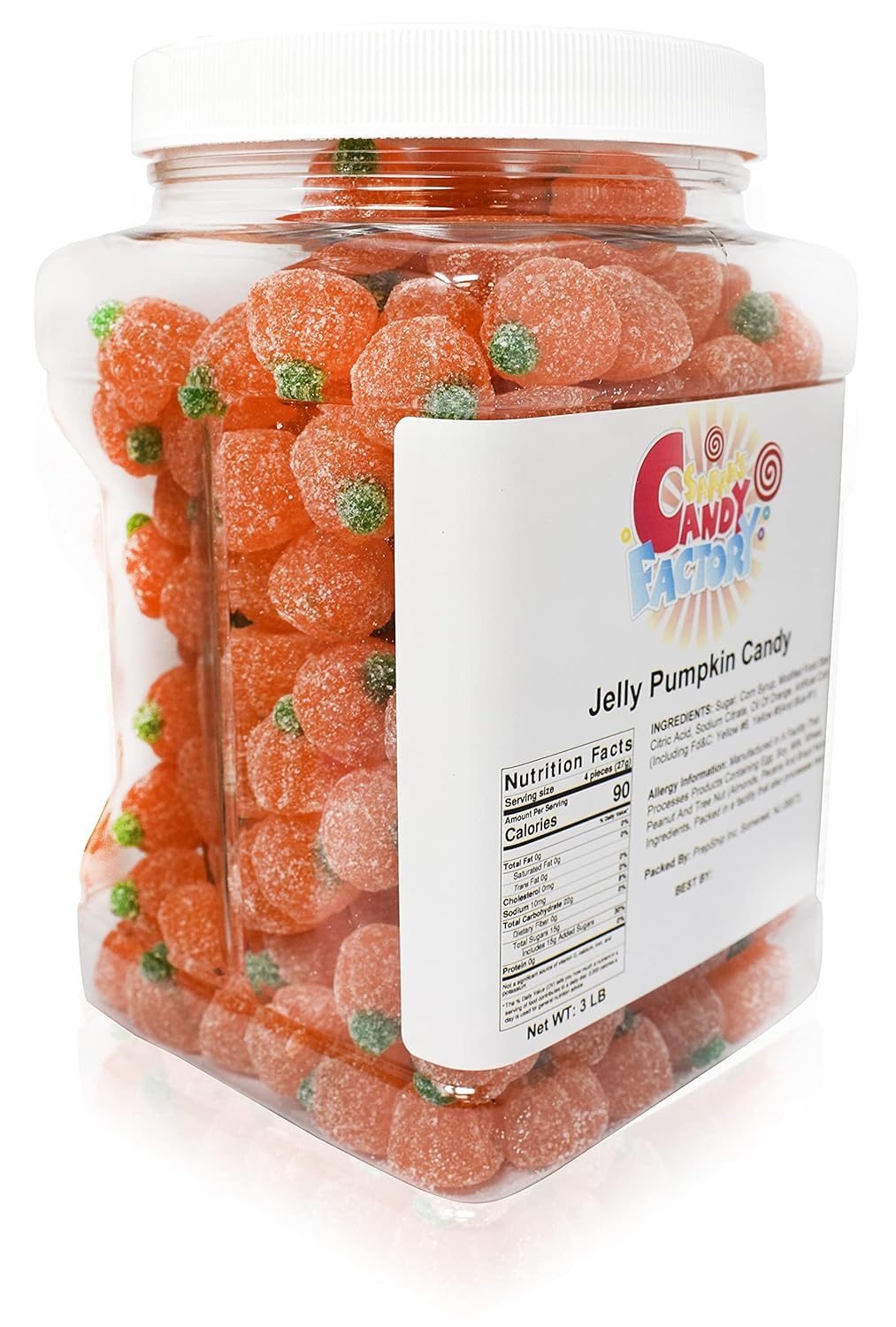 Sarah's Candy Factory Special Soft Jelly Pumpkin Candy in Jar, 3 Lbs