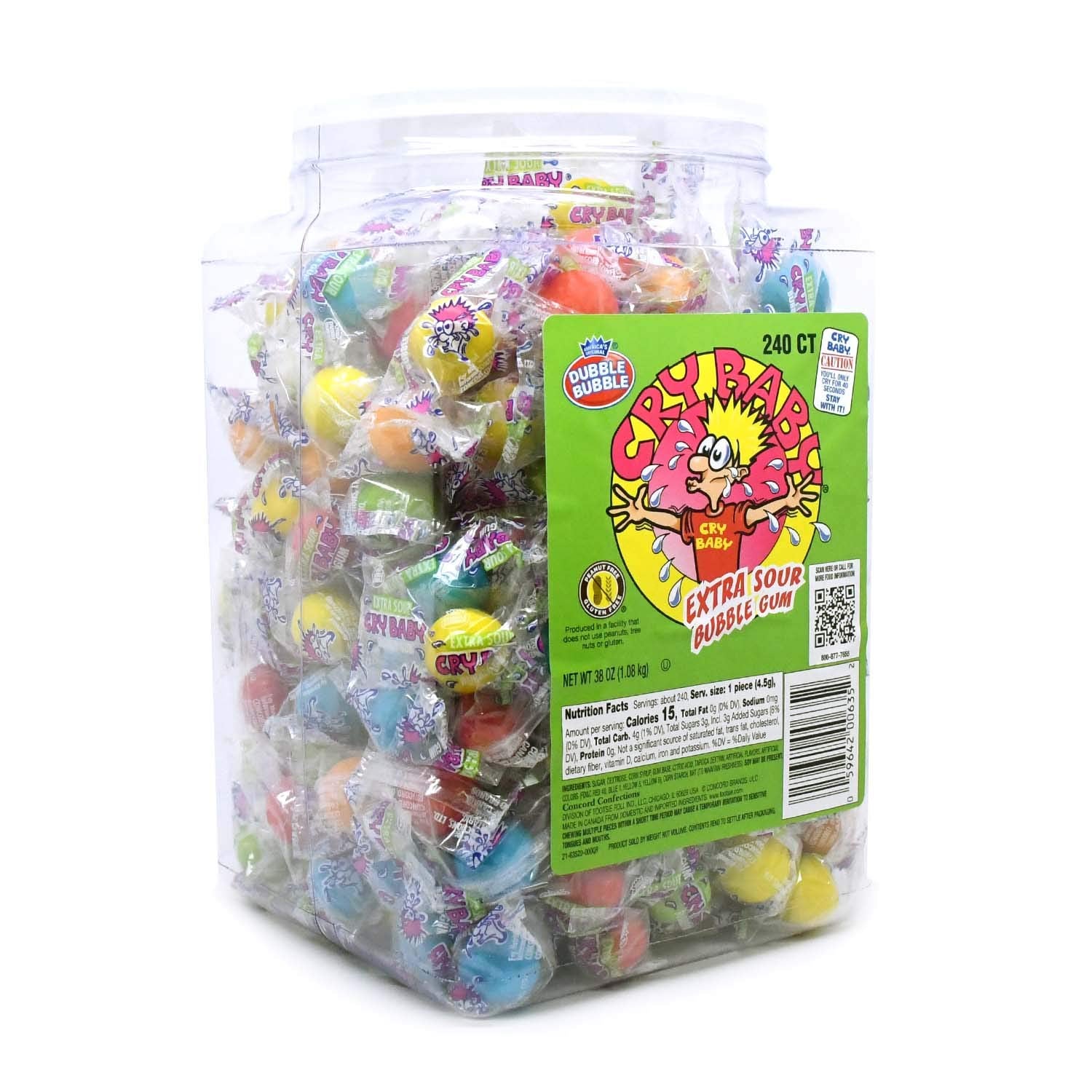 Cry Baby Extra Sour Gum, 240-Count Jar