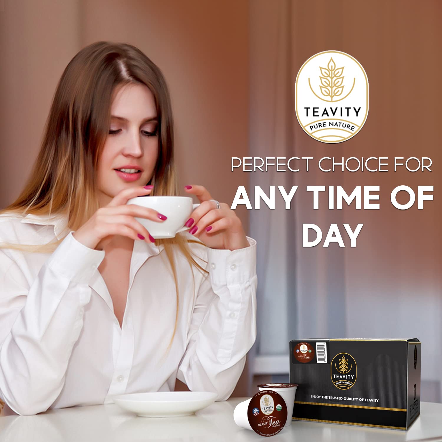 Teavity Organic Black Tea Pods - 12 Unsweetened Tea Pods for Keurig Kcup Brewers - Naturally Caffeinated, Hand-Picked from Sri Lanka, Sturdy