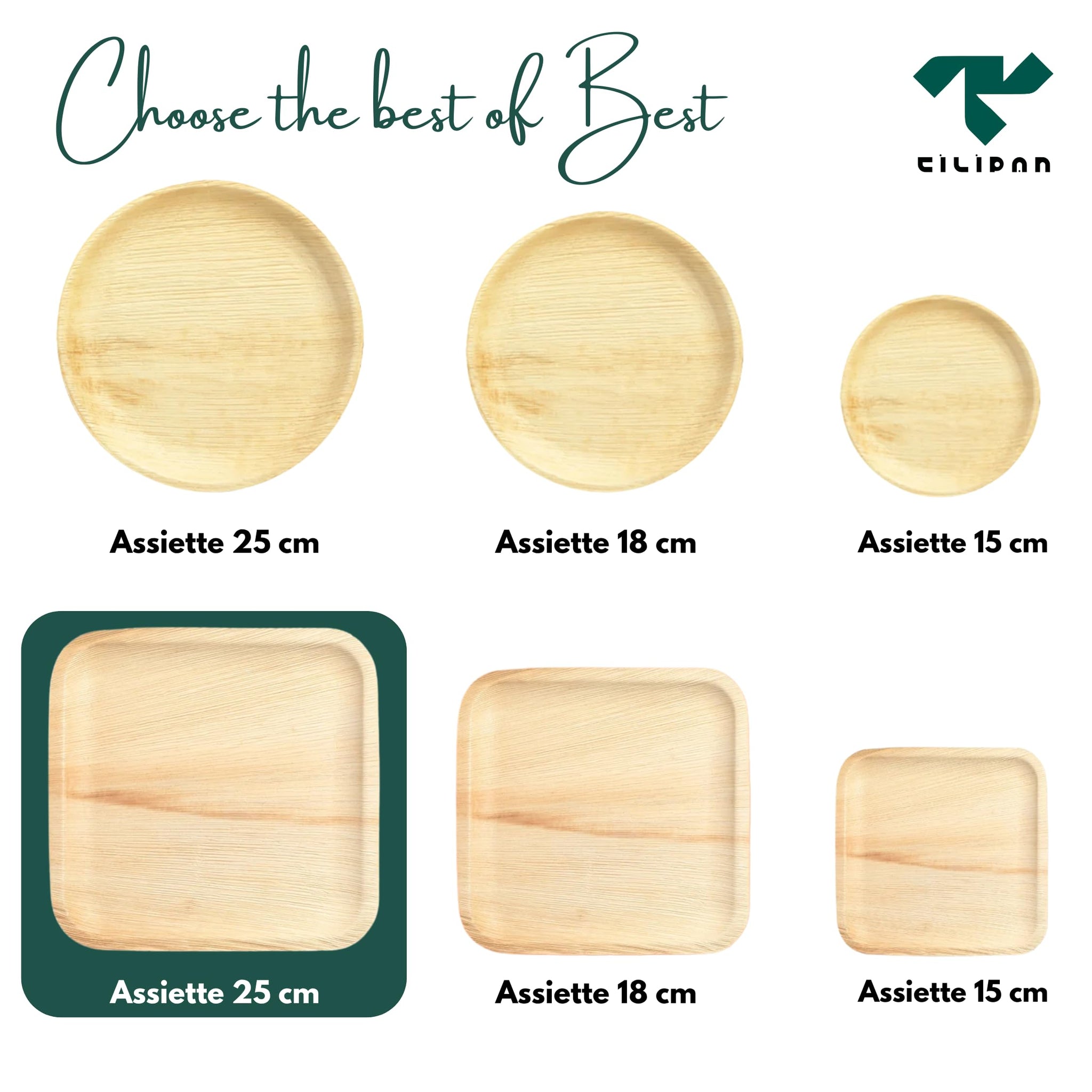 Tilipan Plam Leaf Disposable Plates 10 Inches (50 Count) Like Bamboo Plates,Compostable & Biodegradable,Better than Plastic Plates-Heavy-Duty