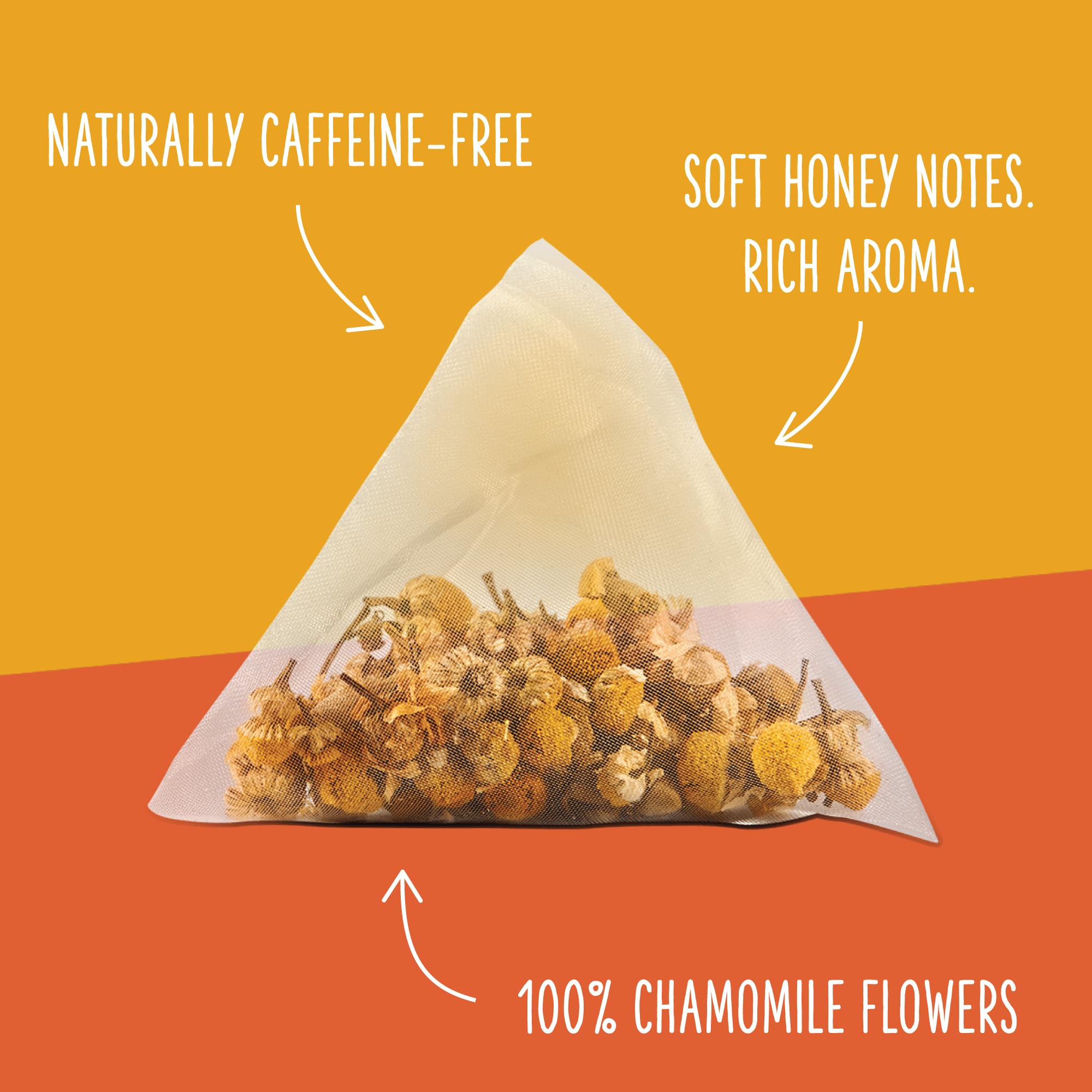 Two Leaves and a Bud Organic Chamomile - 50 Naked Tea Sachets, Naturally Caffeine Free, Whole Leaf Herbal Tea in Unwrapped Pyramid Sachets, Resealable