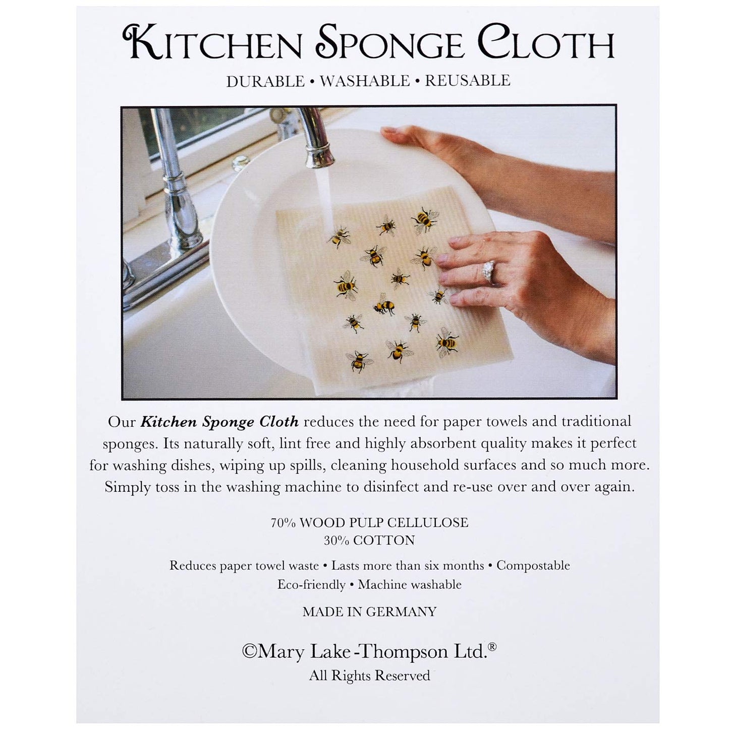Mary Lake-Thompson Red Cardinal on Pine Branch Sponge Cloth, Eco-Friendly, Machine Washable