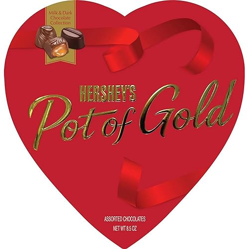 Elmer Chocolate Hershey Pot of Gold 8.5 Oz Heart - Assorted Milk and Dark Chocolates - Delicious Classics That Everyone Loves - Great for Sharing