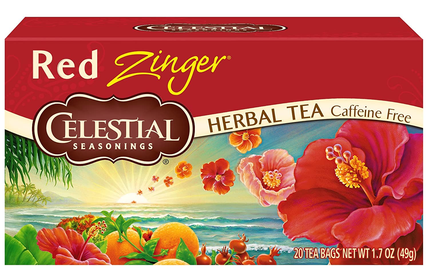 Celestial Seasonings Tea Caffeine Free Herbal Tea, Red Zinger 20 ea ( Packs of 6)