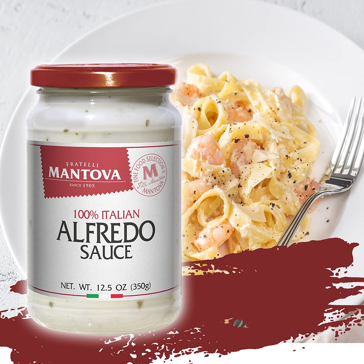 Alfredo Italian Sauce, 100% Italian, made with Italian Cheese (Pack of 2) 12.5 Oz