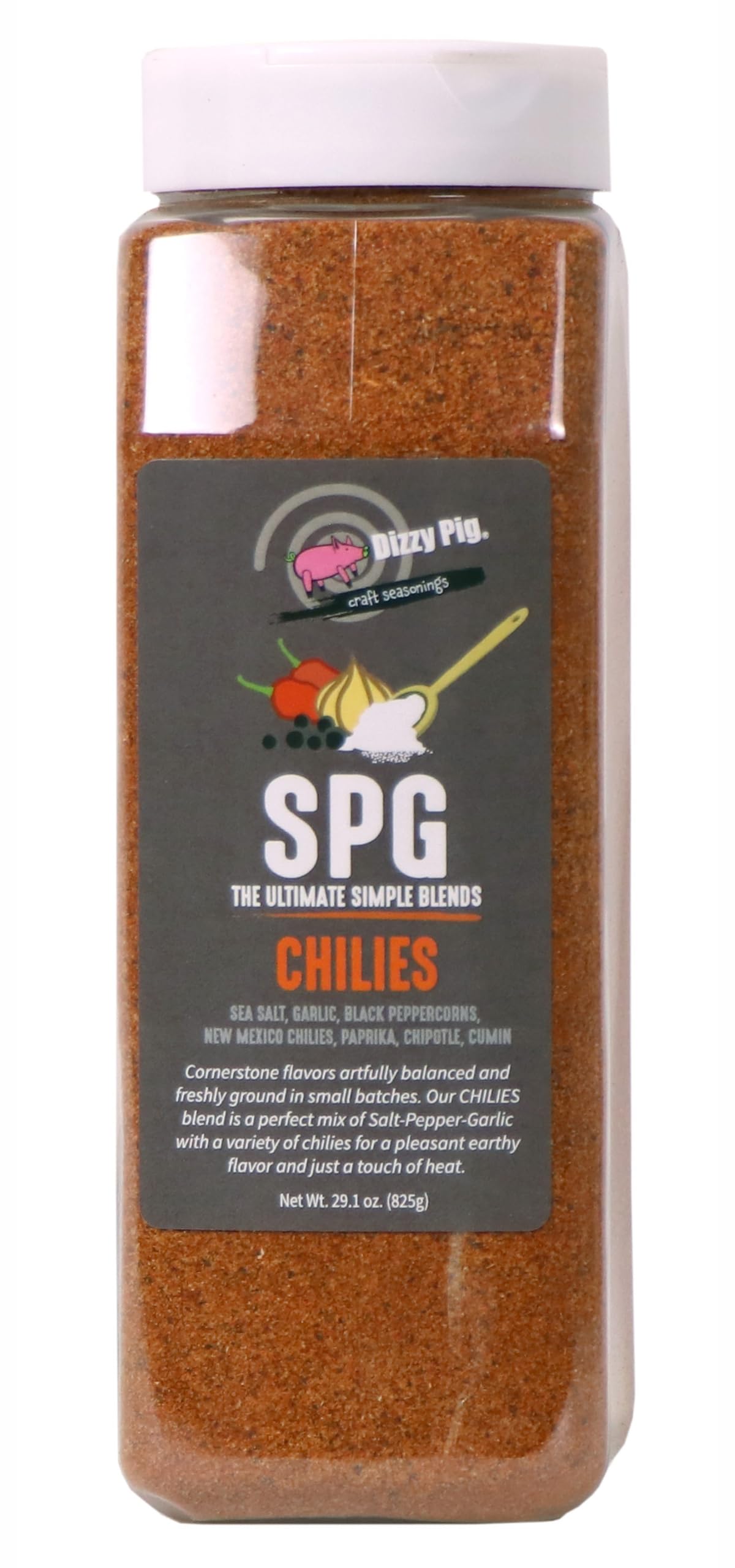 Dizzy Pig SPG Chilies (Salt, Pepper & Garlic) Seasoning Rub (Quart Shaker) - Hand Made in the USA - Seasons Around 120lbs of Food - MSG Free, Gluten