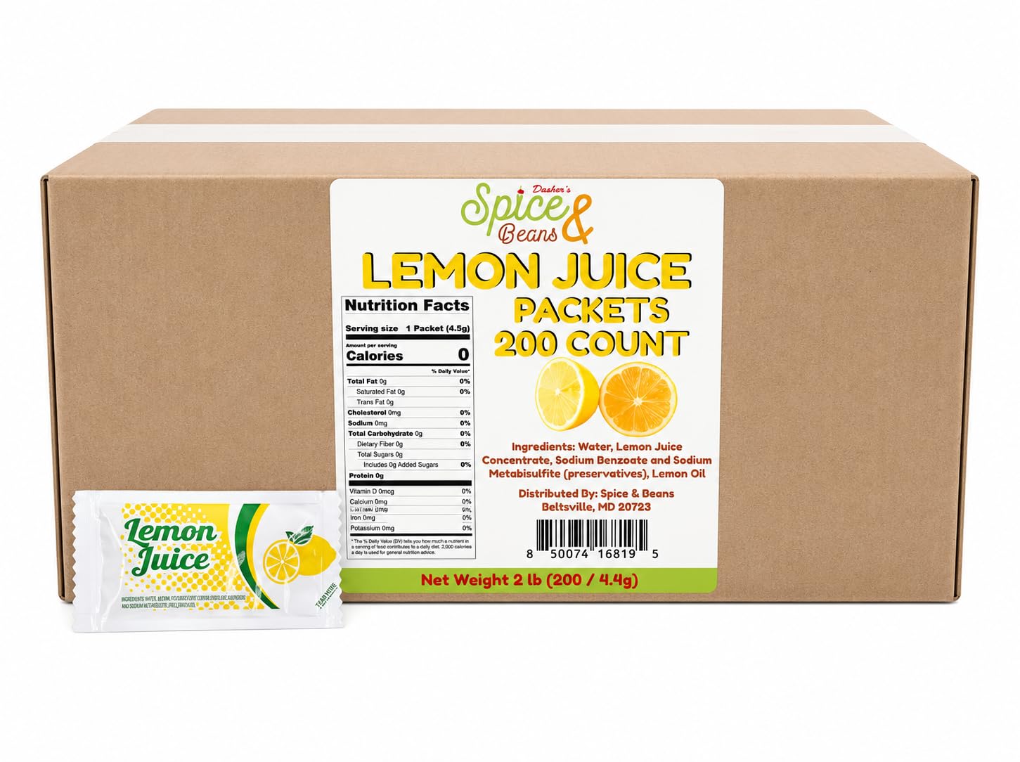 Lemon Juice Packets 200 Count | 4 Gram Single Serve | Portion Control Lemon Juice | Seafood, Tea, Beverages, Travel & Foodservice | Bulk Individual